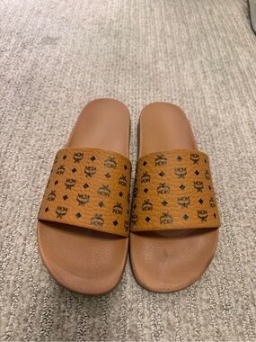 MCM Monogram Print Rubber Slides